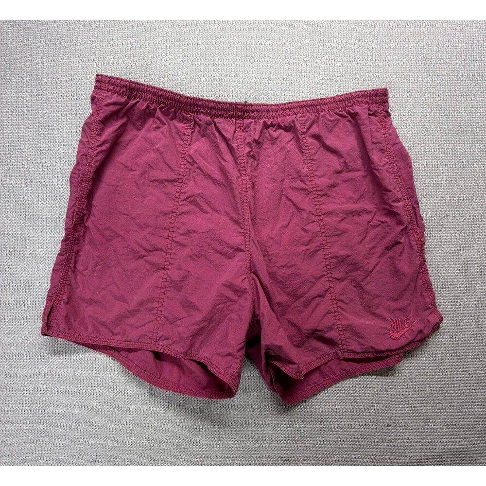 Vintage Nike Athletic Shorts Purple Drawstring Waist Embroidered Swoosh
